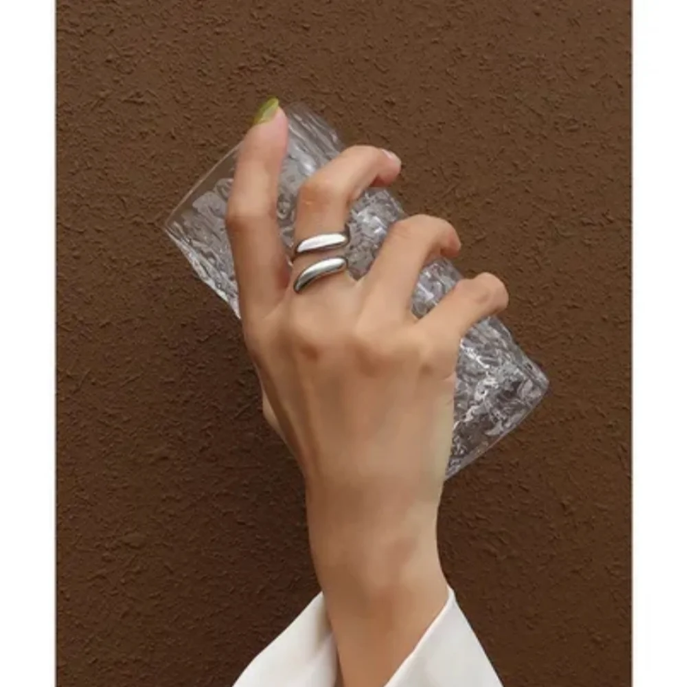 Stainless steel silver tone wrap ring new